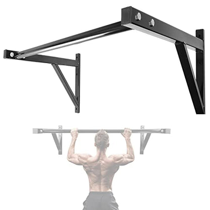 Pull Up Bar Wall Mounted Home Gym, 500lbs Capacity Heavy Duty Iron Chin Up Bar Upper Body Workout Bar for Strength Training Equipment, Fitness Exercise Frame for Indoor Outdoor Use