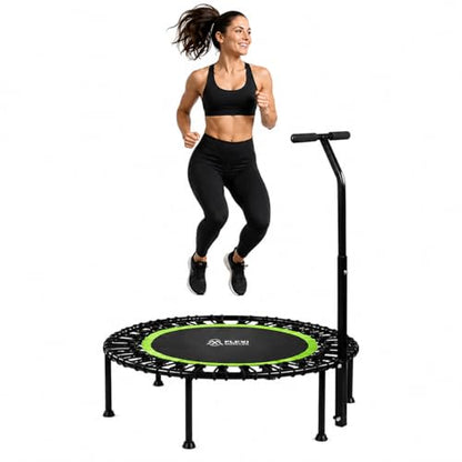 40" Mini Rebounder Fitness Trampoline for Adults with Bungee Cords and Safety Bar. 330LBS/150KG Weight Limit, Ideal for Indoor Outdoor Home Gym Workouts.