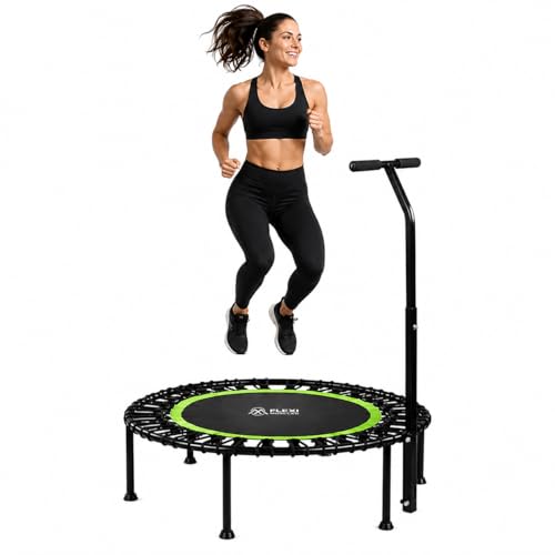 40" Mini Rebounder Fitness Trampoline for Adults with Bungee Cords and Safety Bar. 330LBS/150KG Weight Limit, Ideal for Indoor Outdoor Home Gym Workouts.