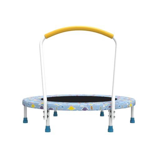 36" Trampoline for Kids, Mini Toddler Trampolines Indoor with Handle, No-Gap Safe Design for Boys Girls Ages 1-6, Indoor and Outdoor, Dark Blue