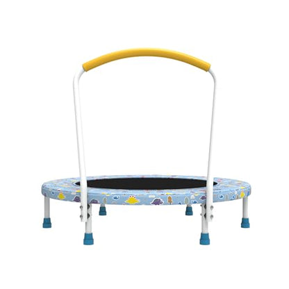 36" Trampoline for Kids, Mini Toddler Trampolines Indoor with Handle, No-Gap Safe Design for Boys Girls Ages 1-6, Indoor and Outdoor, Dark Blue