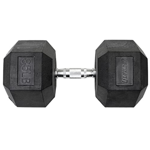 Lifeline Fitness Hex Dumbbells, Rubber Wrapped Hex Dumbbells, Premium Quality, Ergonomic Knurled Handle, Dumb Bells for Exercise, Home Gym Exercise Weights - style: 85 lb
