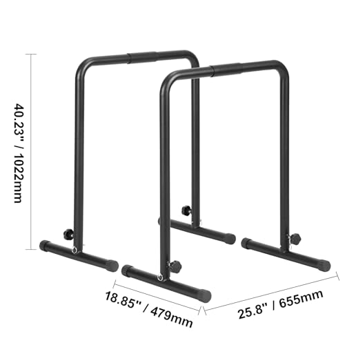 Happybuy Dip Bars, 440 lbs Capacity, Heavy-Duty Adjustable Height Dip Stand for Fitness Workouts, Stabilizer Parallette Push-Up Stand, Parallel Bars for Strength Training at Home Gym