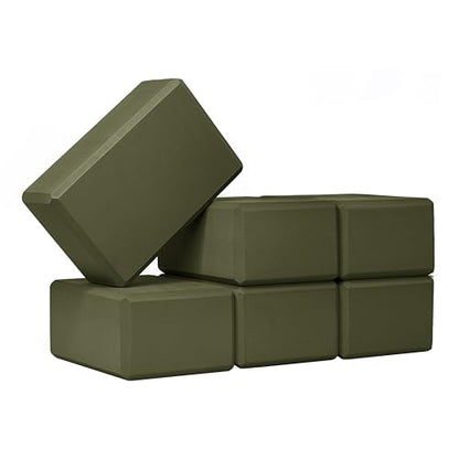 4" Yoga Block, 6 Pack Bulk EVA Foam Yoga Blocks, Firm and Supportive Yoga Brick, Balance Foam for Stretching, Pilates, and Workout, 4" x 6" x 9"