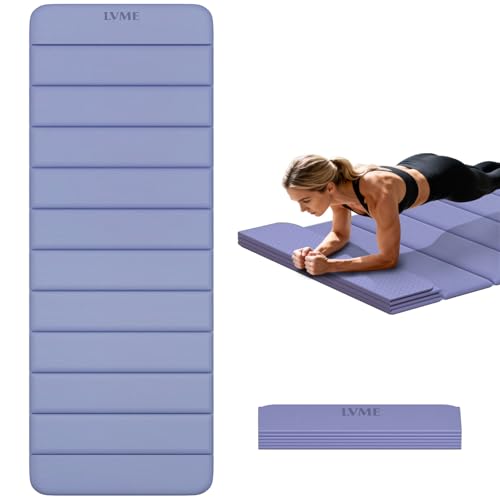 Foldable Yoga Mat,Thickened,0.4"Thick (10mm）,76"x26" | 12-Fold Design,SGS Certified TPE,Non-Slip & No Smell,Ultra Portability,For Yoga,Gym,Pilates,Home Workouts - color: Lilac