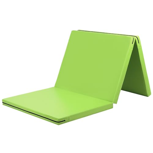 KaRaDaStyle Gymnastics Mat Folding Stretch Mats 71"x31"x2" Exercise Muscle Training Children Play Horizontal Bar Mat Yoga Sports Soundproof Home Use - color: Green/3-fold