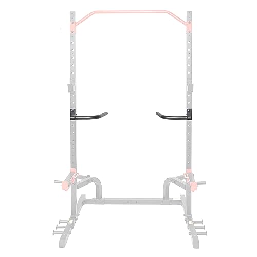 Sunny Health & Fitness Power Cage Squat Rack Upgrade Attachments, Dip Bar, Plate Bar Holder, Belt Squat, J Hook, Lat, Adapter, U Ring, Pull Up Bar, Landmine, Captain's Chair, Tricep Rope For Home Gym - style: Dip Bar
