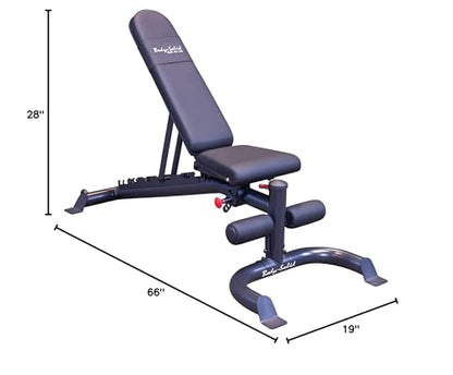 Body Solid (GFID100B) Adjustable Leverage Flat Incline Decline Bench for Weight Lifting, Heavy Duty Fitness Workout Equipment for Bench Press & Incline Exercise, Commercial and Home Gym Essentials