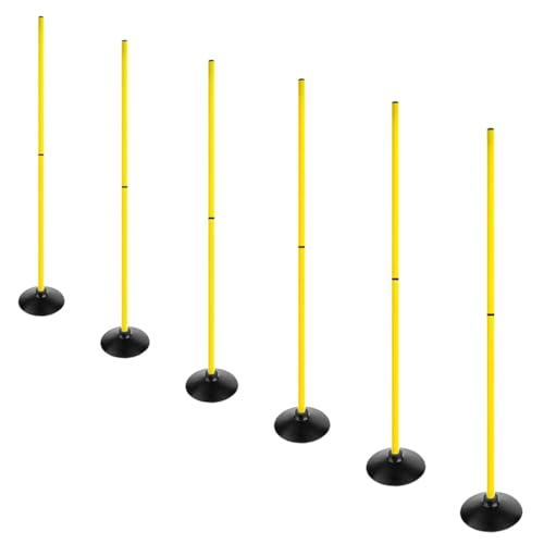 6FT Soccer Agility Poles with Rubber Base Detachable Speed Agility Stick Slalom Speed Training Pole Set for Sports - style: Pack of 6