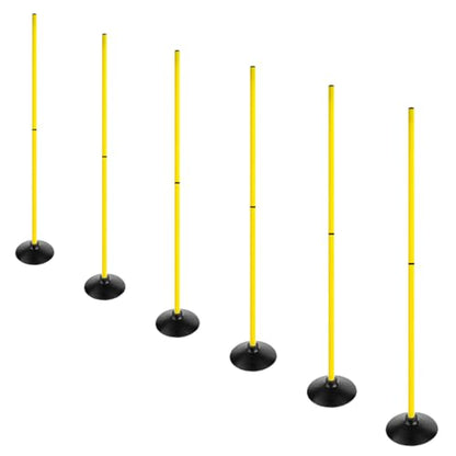 6FT Soccer Agility Poles with Rubber Base Detachable Speed Agility Stick Slalom Speed Training Pole Set for Sports - style: Pack of 6