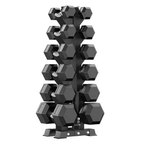 PAPABABE Hex Dumbbell Sets with Rack, 100-600lb Rubber Coated Dumbbell Weight Set and Storage Rack, Multiple Options Hand Weights for Strength Training - style: 600lb Set (Pair of 20, 30, 40, 50, 60, 100lb)
