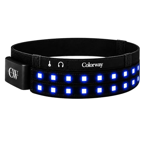 Colorway LED Running Belt - Reflective Running Gear with Removable Light Strip, 5 Bright Colors, USB Rechargeable, Adjustable Waist Pack, High Visibility, Night Safety Belts for Men and Women - size: Small (22in-29in)