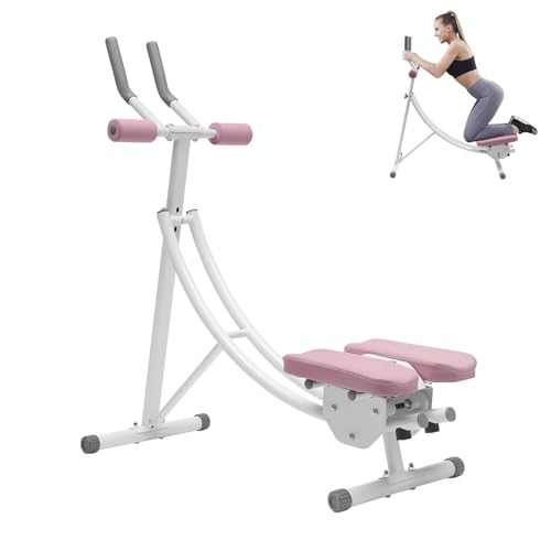 Ab Machine Abdominal Crunch Core Workout Equipment Foldable Exercise Ab Trainer Machine Coaster Abdominal/Core Fitness All Training Equipment Levels for Home & Gym - size: 41.33*15.74*43.3in Pink