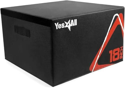Yes4All Adjustable Soft Plyo Box, Jumping Trainer - For Plyometric Exercises and Conditioning, Multiple Height Variations - color: C. Black - 18"