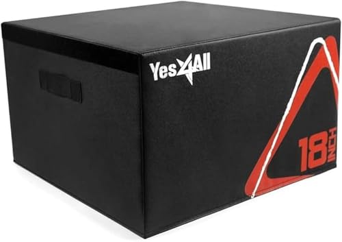 Yes4All Adjustable Soft Plyo Box, Jumping Trainer - For Plyometric Exercises and Conditioning, Multiple Height Variations - color: C. Black - 18"