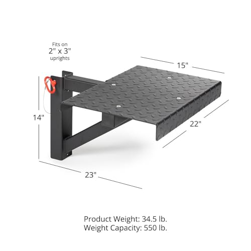 Titan Fitness T-3 Series Rack Mounted Step-Up Platform, 22" x 15" Diamond Plate Steel Step, Adjustable Power Rack Attachment for Step-Ups, Plyometrics & Strength Training, 550 LB Capacity