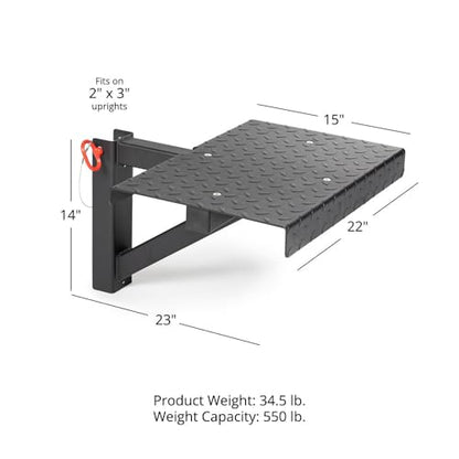 Titan Fitness T-3 Series Rack Mounted Step-Up Platform, 22" x 15" Diamond Plate Steel Step, Adjustable Power Rack Attachment for Step-Ups, Plyometrics & Strength Training, 550 LB Capacity