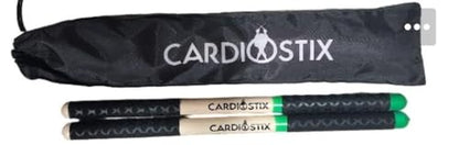 CardioStix 8.5oz per set Bundle Highest-Weighted Double Grip(1 PAIR) Premium American Hickory Wood Cardio Drum Sticks | Drumming, Fitness, Aerobic Class, Exercises(Green w/bag) - color: Venom Green with Bag