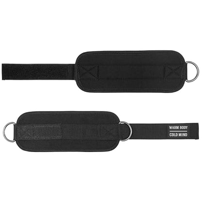WARM BODY COLD MIND Adjustable Ankle Straps for Cable Machines Men and Women, for Gym, Weightlifting, Fitness, Workouts, Functional Trainers - color: Black