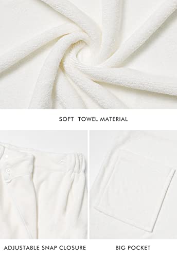 Knuffnee Women Bath Towel Robe Spa Body Wrap Shower Bathrobe Adjustable Snap Closure - color: White, size: Small-Medium