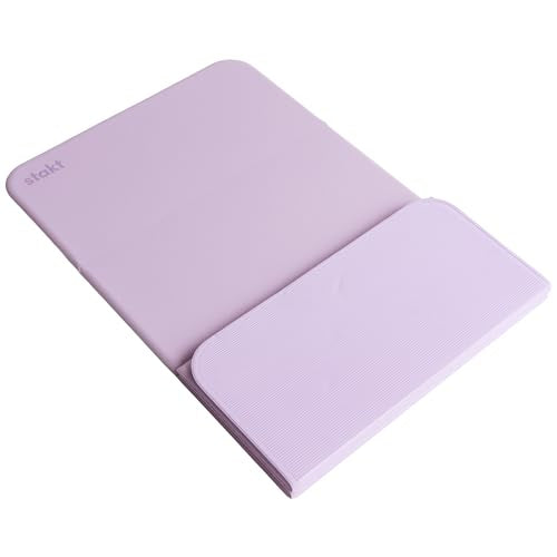 Stakt Foldable Yoga Mat Pro, 2 in 1 with Premium Textured Grip, Non Slip, Folding Exercise and Fitness Mat for Pilates, Strength Training, and High Impact Workouts - color: Lilac