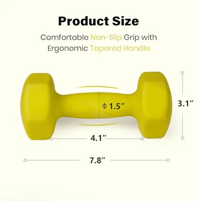 LIONSCOOL Set of 2 Neoprene Coated Dumbbell Hand Weights, Anti-Slip and Anti-Roll Hex Dumbbells in Pair for Strength Training, Resistance Training - style: Mint Green 7lb Pair