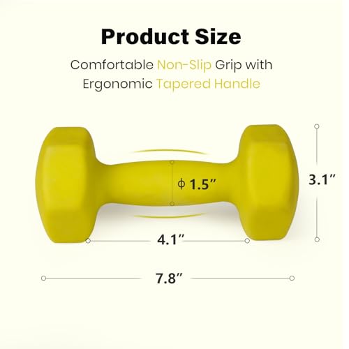 LIONSCOOL Set of 2 Neoprene Coated Dumbbell Hand Weights, Anti-Slip and Anti-Roll Hex Dumbbells in Pair for Strength Training, Resistance Training - style: Mint Green 7lb Pair