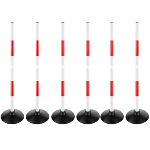 Red-White Soccer Agility Pole Set Rubber Base Dribbling Stick Traffic Warning Sign Pole Multifunctional Training Pole - color: Pack of 6, style: 3.3 FT