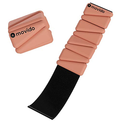 Movido Wrist and Ankle Weights | 1 lb each (2 per set) | Adjustable Workout Weights for Women and Men | Perfect for Yoga, Walking, Pilates, Hiking, Aerobics, Movement - color: Blush