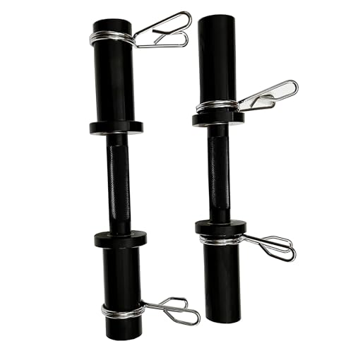Olympic Loadable Dumbbell Handle, 16 Inch Steel Barbell with 2 Pairs Collar Clips, 200lb Capacity for Home Gym, Weightlifting, Strength Training and Bodybuilding