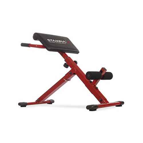 Stamina X Adjustable Ab, Back, and Core Strength Exercise, Sit-Up Fitness Hyperextension Weight Bench for At-Home Workouts - color: Red