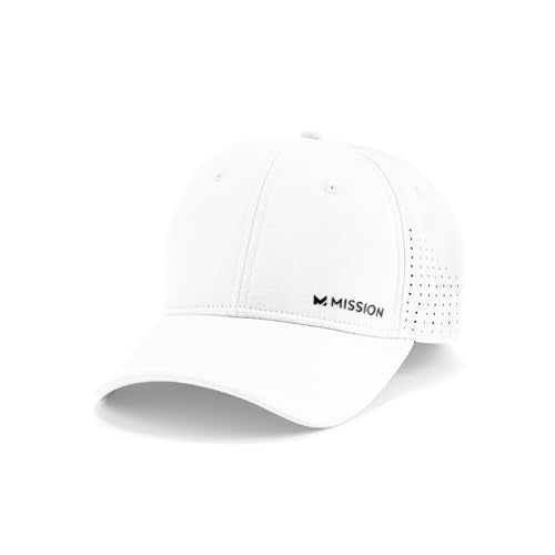 MISSION Cooling Vented Performance Hat Unisex Cap for Workouts, Golf & Running, Sweat & Water Activated Technology - color: White