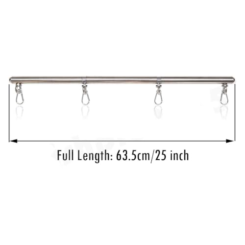 Adjustable Pilates Bar - Stainless Steel Portable Home Gym Equipment, 3 Detachable Sections 25-Inch for Yoga Strength Training (Silver B)