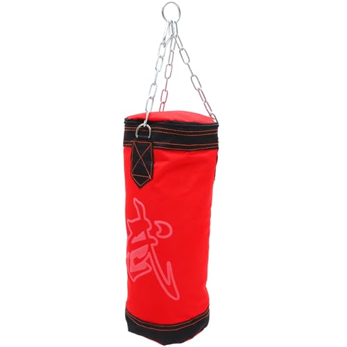 BESPORTBLE Empty Hanging Boxing Sandbag Thickened Red Pu Leather Karate Training Workout Sandbag for Fitness and Martial Arts Practice