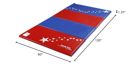 Tumbl Trak Gymnastics Folding Tumbling Panel Mat - color: Patriotic, size: 5'x10'x1.38"