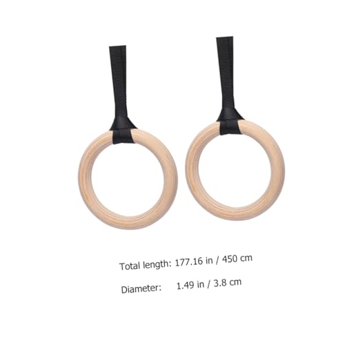 POPETPOP Gymnastic Rings Straps Solid Wood Gym Rings Fitness Equipment for Pull Ups Dips and Strength Training