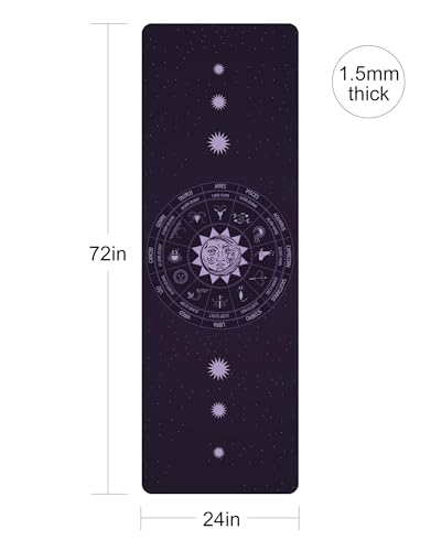 nuveti Printed Travel Yoga Mat-1/16 Inch Thick Non Slip Fitness Workout Mat with Carrying Bag, Foldable Lightweight Suede & Natural Rubber Yoga Mat for Yoga Pilates and Fitness 72" L x 24" W x 1.5mm - color: ShiErGongWei