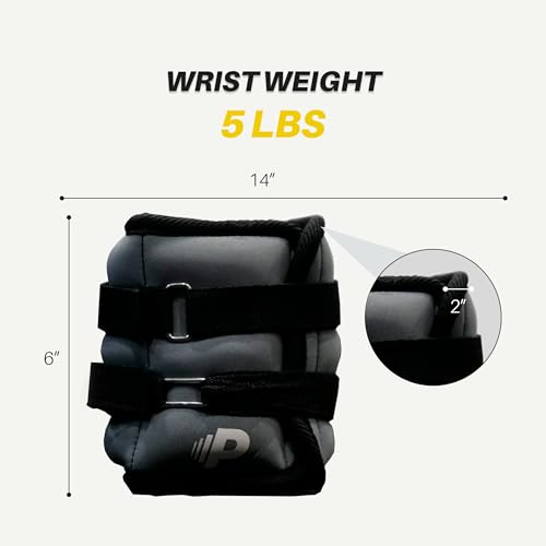 Premier Pitching Wrist Weight Set | Adjustable Neoprene Weighted Hand Weights | Strength Training Fitness Workout, Running, Lifting | Hook and Loop Fastener - Black