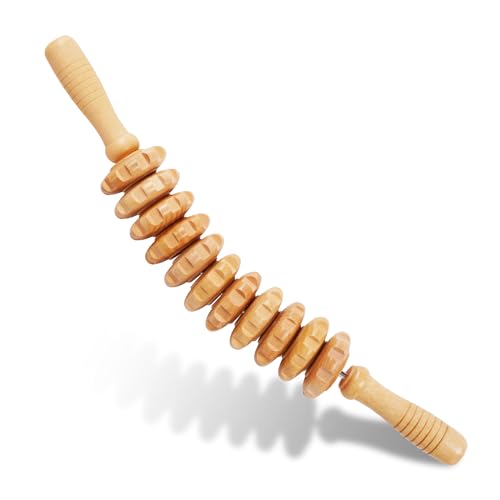 Liitrton Wood Therapy Fasci Massage Tools, Curved Wooden Massage Roller Cellulite Reduction and Muscle Tension (Curved-11-Wheel) - color: Curved-11-wheel
