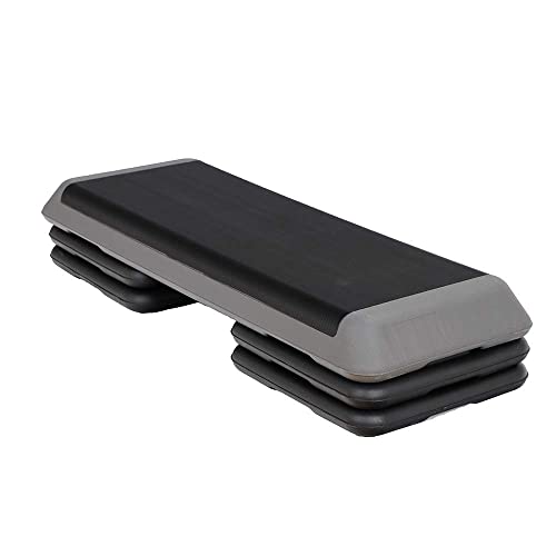 43-inch Aerobic Stepper Exercise Step Adjustable Workout Platform with 4 Training Riser - 4” 6” 8" for Fitness, Black
