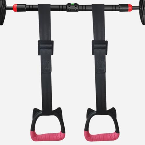 jojofuny Kids Gymnastic Rings Set with Adjustable Nylon Straps and Steel Buckles Professional Pull up Rings for Home Strength Training and Outdoor Fitness