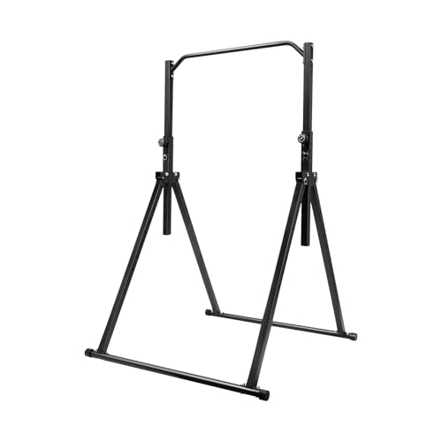 Pull Up Dip Station Foldable, Adjustable Foldable Pull Up Station, Strength Training Equipment 440 LBS Weight Capacity, for Home Gym, Strength Training Equipment, Triangular Legs