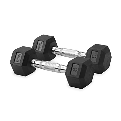 Dumbbells Hand Weights Set of 2 - Rubber Hex Chrome Handle Exercise & Fitness Dumbbell for Home Gym Equipment Workouts Strength Training Free Weights for Women, Men - color: C) 8-Pound (Pair)
