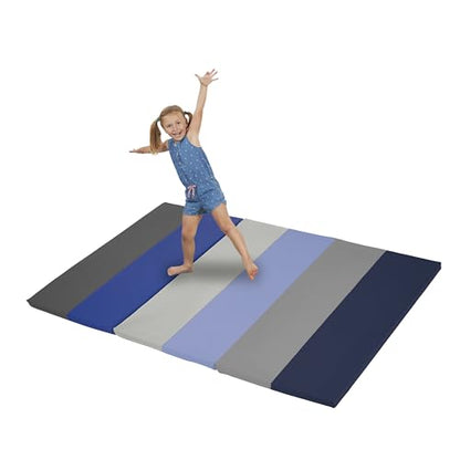 Factory Direct Partners SoftScape 4ft x 6ft Runway Tumbling Mat - Soft, Sturdy Foam, 3-Fold Exercise Mat - color: Navy/Powder Blue, size: 4 FT x 6 FT