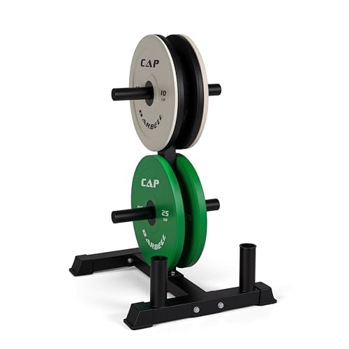 CAP 2-inch Olympic Bumper Plate Weight Set | 100-370 lbs | Multiple Colors | Storage Rack Optional - size: 100 lb - Set with Compact Rack, style: COMPETITION