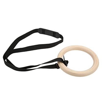 Gymnastic Rings, Calisthenics Rings with Adjustable Buckle Straps 330lbs Capacity Pull Up Exercise Rings 1 Pair Wooden Gymnastic Rings Gym Rings for Home Gym Workout