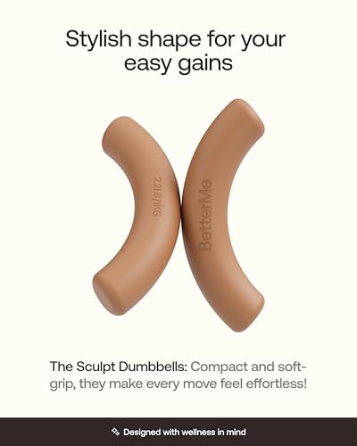 BetterMe Sculpt Dumbbells – 2.2 lb Pair Neoprene Hand Weights – Non-Slip Soft Grip Free Weights for Women – Compact Pilates, Barre & Home Workout Dumbbells