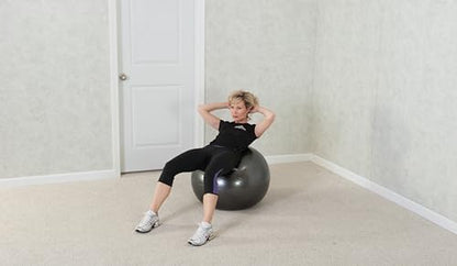 Black Mountain Products Professional Grade Exercise Stability Yoga Ball, Foot Pump, Ball Plug, Plug Puller, 2000 Pounds Static Weight Capacity Antiburst - color: Black, size: 85 cm