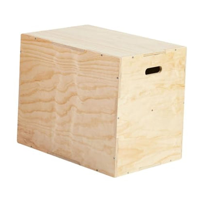 misppro Wooden Plyo Box 3 in 1 Plyometric Jump Box for Fitness Workout Squats Dips Multipurpose Training Equipment- 12x14x16inch