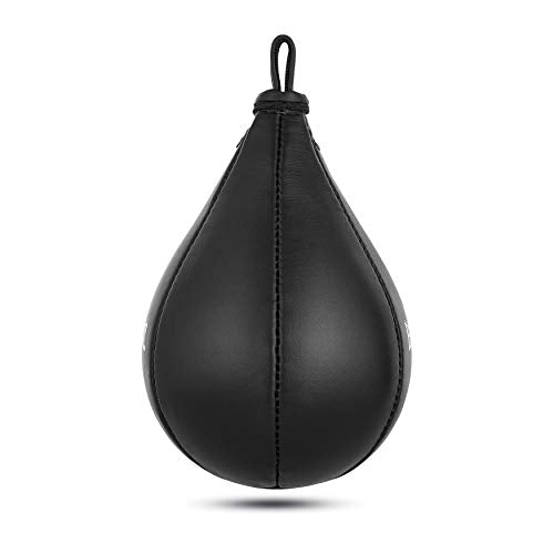 Hunter Leather Speed Bag for Boxing, Premium Cowhide Punching Speed Bag with Swivel, Lightweight Bladder for Fast Rebounds & Reflex Training